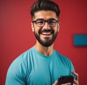 A TikTok content creator holds a smartphone, ready to create engaging videos. This image represents the enthusiasm and dedication needed to go viral on TikTok organically.